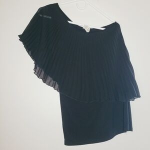 Womens One Shoulder Pleated Top Black Medium Fairy Moody Chic Date Night Concert